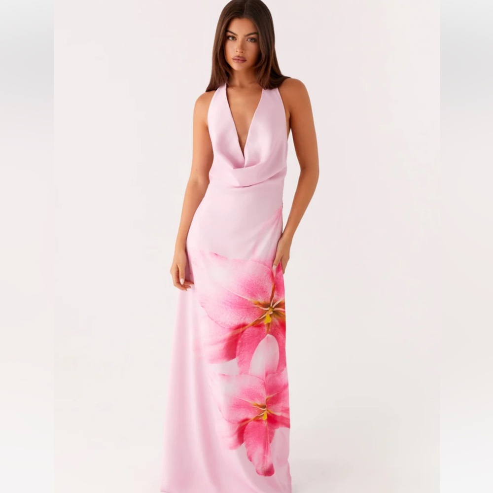 Peppermayo Exclusive - Bryony Cowl Maxi Dress - Pink  size 10